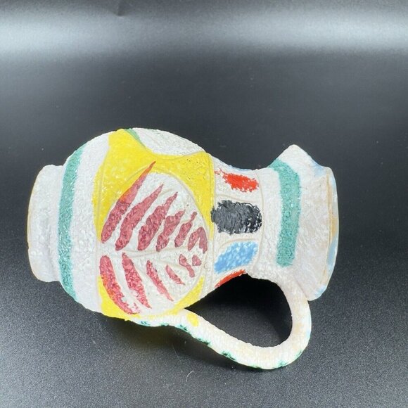 Vintage 1950s Italian Pottery Jug Pitcher Carafe Textured Glaze Made In Italy - Picture 8 of 10